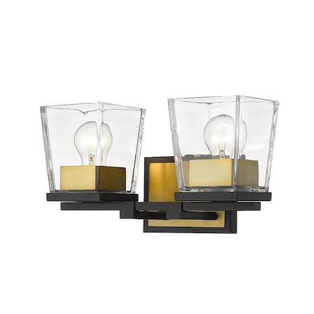 Z-Lite Bleeker Street 2 Light Vanity, Matte Black & Olde Brass & Clear 475-2V-MB-OBR